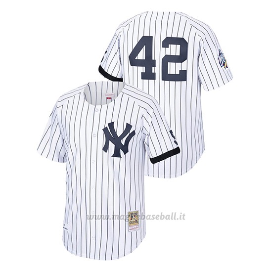 Maglia Baseball Uomo New Y Ork Yankees Mariano Rivera Cooperstown Collection 1999 Primera Bianco